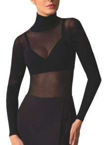 Long Sleeve Turtleneck Second Skin 40 Thread Count Semi Transparent Thermal Selene 9900 - màu đen - Xem 1