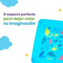 Mesa infantil colores desmontables para aprendizaje y comedor temática Dinosaurio y Unicornio mesas para niños resistentes y coloridas para juego estudio y alimentación fácil de armar y limpiar - Azul - Ver 3
