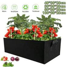 Garden Planting Bag With Handles Multi-Dimensional Felt Cultivation Bag Rectangular Planting Pot Seedling Nursery Vegetable Tomato Potato Planting - Black - View 3
