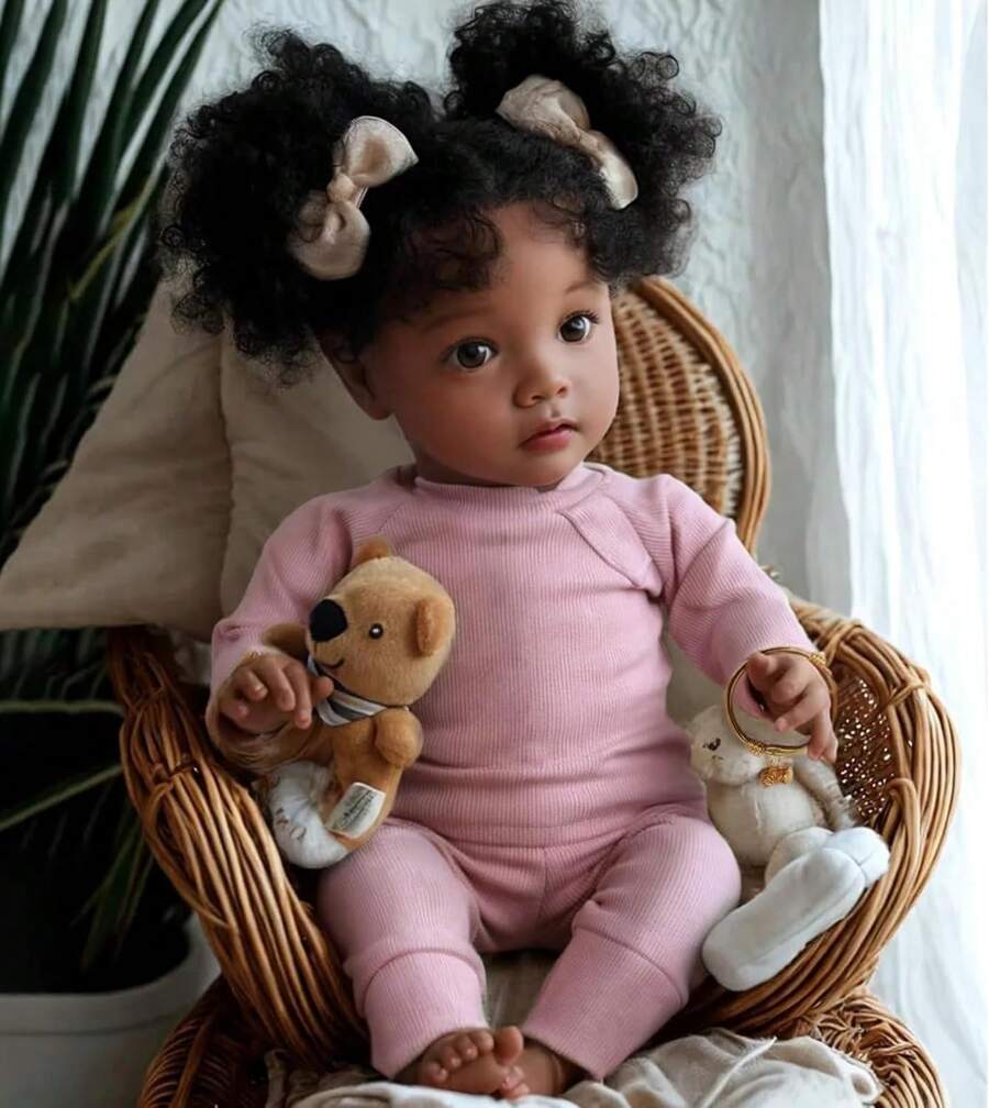 DreamyDolly Lifelike Reborn Baby Dolls Black Daisy Girl- 20 Inch Soft Body Realistic-Newborn Baby Dolls Handmade Real Life Baby Dolls With Clothes And Toy Gift For Kids Age Bebe Reborn Realistic Babies,Baby ,Reborn Baby ,Kids Toy,Realistic,Lifelike Baby Dolls,Toys ,Doll Toys