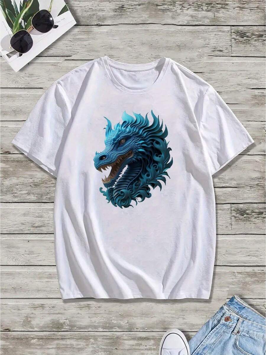 Camiseta Gráfica de Esqueleto de Pesca para Hombre Camiseta de algodón grueso 100 % de 220 g - Blanco - Ver 1