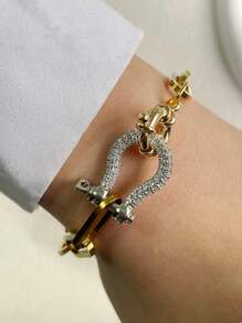 STYLEVER 1pc Gold Horseshoe Buckle Chain ,Carabiner Lock Clasp Chain,Gold Screw Clasp Link Chain ,Gold Horseshoe Buckle Chain,U-Shaped Buckle Bracelet,Colorful Horseshoe Bracelet
