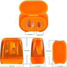 4pcs Triangle Shaped Dual Hole Pencil Sharpener, Large Diameter For Drawing Pencils & Eyebrow Pencils, Plastic Manual Pencil Sharpener, Battery-Free, Multi-Color