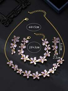 4 Stücke/Set Vintage-Blumen Patchwork Armband, Halskette, Ohrringe Schmuckset, luxuriöse Qualität, eleganter und romantischer Stil für Abendkleider