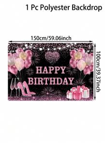 1Pc Rose Gold Birthday Polyester Backdrop,Happy Birthday Background Cloth,150*100cm Polyester Backdrop Cloth, Birthday Decor,Birthday Party Background Decoration,1St Birthday Party Supplies,Birthday Home Decor,Wall Decor, Photography Background Prop Decoration