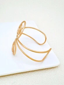 1pc Fashion Metallic Muzieknoot Manchet Armband, Vintage Stijl Gegalvaniseerde Metalen Bangle Geschikt Voor Dagelijks Gebruik, Cadeau Voor Vrouwen