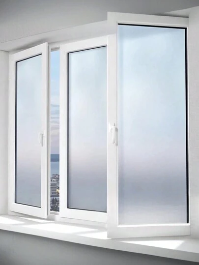 1 卷磨砂玻璃窗膜，家用防窥玻璃隐私膜，紫外线防晒膜，适用于室内、家庭、办公室、厨房、浴室窗户隐私膜