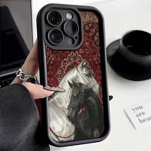 Black White Horse Pattern Fashion Phone Case 1pc Black White Horse Pattern Customized Fashion Phone Case Compatible With IPhone 16ProMax/15/14Plus/13/12/11 Personalized Design Waterproof Shockproof Anti-Fall Scratch Resistant Spring Birthday Gift - Multicolor - View 1