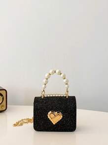 Rhombic Fashion Mini Pearl Chain Handbag, Mini Children's Shoulder Bag, Square Mini Bag