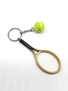 Tennis Keychain Alloy Tennis Raclet, Ball Split Ring Keychain For Sport Lovers Team Sports Bag Chain Pendant - Multicolor - View 2