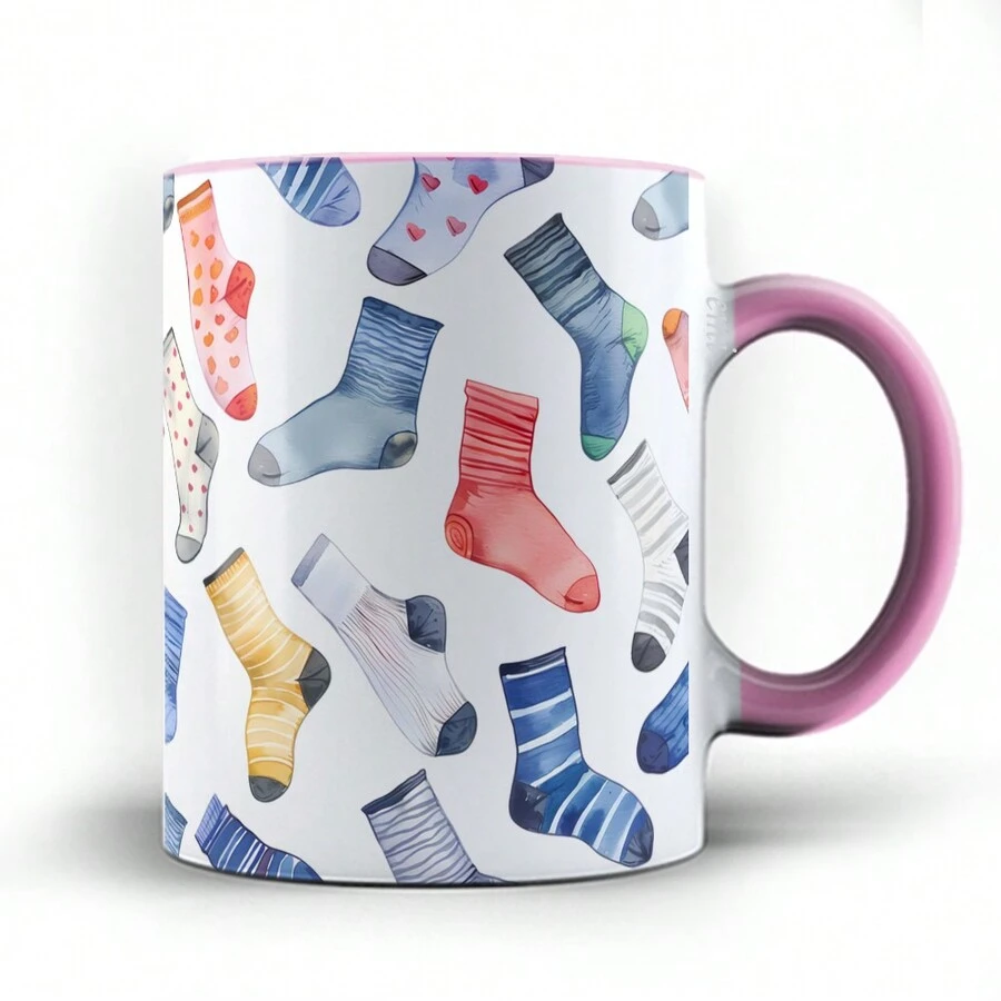 Caneca xicara porcelana eu amo meia Meias 25