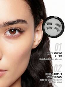 2 Pairs Natural Magnetic Eyelashes Handmade Reusable Magnetic Eyelashes Kit No Glue False Eyelash Clip For Wedding,Party,Date Strip Lashes,Lashes,Eyelashes,Fake Lashes - Cat Eye Lashes - View 5