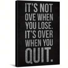 Not Over Till You Quit Motivational Large Wooden Framed Wall Art Home Decor Canvas Painting- For Bedroom, Bathroom, Living Room, Office, Kitchen, Holiday Gift- 1pc