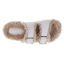 BELOVELY Women's 2-Strap Adjustable Buckle Cork Sandals With Cozy Fur Footbed, Open Toe Platform Casual Walking Shoes