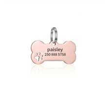 A Personalized Engraved Dog ID Tag, Custom Engraved Dog Bone Shape Name Tag For Puppy Medium Puppy With Phone Number, Custom Engraved Metal Dog Tag - Personalized Bone Shape Pet ID Tag For Home And Outdoors, Classic Style, Wall Mounted, Home Sculpture Wall Decor