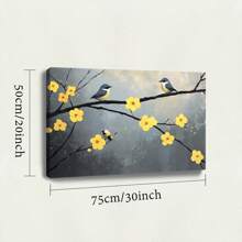 1 Pc, Oil Painting Yellow Plum Blossoms With Small Birds Perched On Th, Original, Canvas, Wall Art, Living Room Wall Decorations, Bedrooms, Bathrooms, Frame Poster Art Prints, Hanging Paintings, Home Decoration, Festivals. Home 1 - Multicolor - View 11