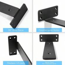 Shelf Brackets Floating Shlef Brackets 8-Inch 6-Packs, 1/5-Inch Thick Heavy Duty Shelving Brackets For Wood Shelves, 8" Hidden Black Metal L Bracket Shelf Bracket Supports With 160 Lbs Load Capacity