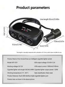 1pc 3-In-1 Multi-Function 12V/24V Car Charger, Quick Charging USB Car Adapter Cigarette Lighter Plug Socket