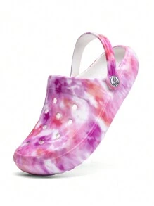 CIVHOM Women's Tie-Dye Pattern Clogs, Slip On Lightweight Two-Way Wear Garden Clogs, Non-Slip Summer Beach Slides