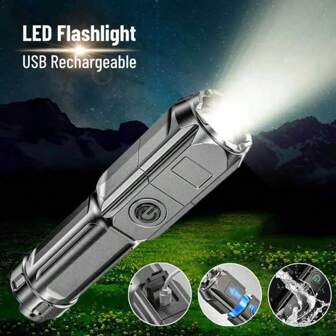 Krachtige kampeerzaklamp Led-viszoeklicht Usb-oplaadbare zaklamp Buiten waterdichte tactische jachtzaklamp