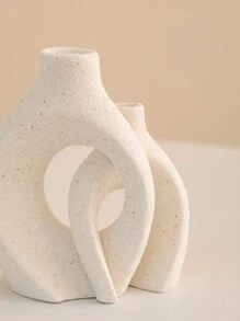 1 件几何陶瓷烛台和花瓶套装，黑白，简约现代风格，浪漫花瓶适合婚礼、派对、家居、桌面、办公室、酒店、客厅装饰