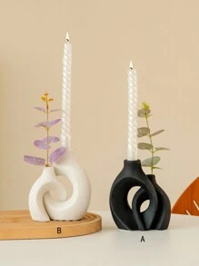 1 件几何陶瓷烛台和花瓶套装，黑白，简约现代风格，浪漫花瓶适合婚礼、派对、家居、桌面、办公室、酒店、客厅装饰