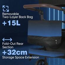 Folding Trolley With Removable CanopyIncludes Anti-Vibration Wheels220LBS (100KG)Load CapacityPush HandleBlack - Black - View 5