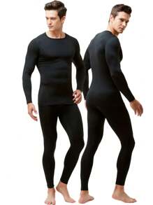 Thermal Clothing Second Skin Kit Blouse + Lined Pants Cold Weather Men Unisex - Black - View 6