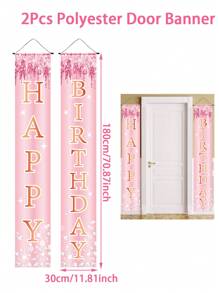 1Pc Happy Birthday Flag Banner Couplet, Gatepost Couplet, Rose Gold Broken Diamond Shining Theme Birthday Party Arrangement Decoration Bunting, Indoor Yard Hanging Birthday Flag, Party Shooting Props Decoration, Birthday Party Flag Decor, Polyester Door Hanging
