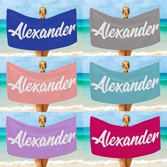 1 pezzo, Asciugamani da spiaggia personalizzati, teli da spiaggia personalizzati, è possibile personalizzare il testo per realizzare teli da spiaggia unici, adatti come regali per la festa della mamma, per vacanze estive, per la decorazione del bagno, elementi essenziali da viaggio, accessori da viaggio, articoli essenziali da spiaggia