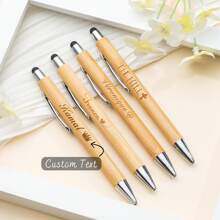 Custom Engraved Bamboo Pens, Personalized Ballpoint Pens With Name Logo, Metal Hooks Bamboo Shaft Stylus Ball Pens, , Black Ink Bulk Pens For Wedding Gift Favors For Guest Baby Shower For Women Men Teacher Gifts, Inspirational Bamboo Pen Thank You Wood Bamboo Pen, Employee Appreciation Motivational Quote Ballpoint Pen Back To School.
