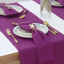 12pcs Solid Color Cloth Napkins, Washable Cotton Table Napkin For Household Dining Fall Autumn Decor Wedding Hotel 45*45cm - 紫色 - 查看 5