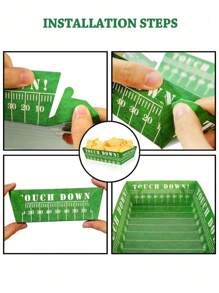 12/24/48 件足球派对装饰足球派对用品 - 2025 足球纸质食物托盘、大号足球食物盘、一次性碗、玉米片托盘足球一次性服务船适用于足球和足球生日派对理想的足球派对装饰品和车尾派对礼品、比赛日派对装饰品、狂欢节、生日、运动、派对装饰。 - 彩色 - 查看 4