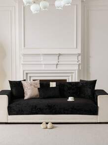1 pièce Housse de canapé en chenille de couleur unie, couverture de canapé anti-dérapante, anti-rayures de chat, anti-creusage de chien, luxueuse et anti-poussière, pour toutes les saisons