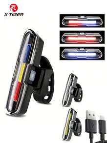 X-TIGER Bicycle Light Set [5 Modes], Usb Rechargeable Bicycle Tail Light, Suitable For Night Riding