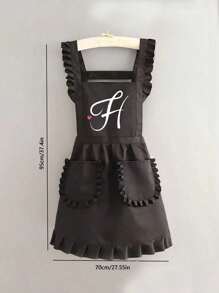 Stylish Korean Fashion Apron, Waterproof And Stain Resistant, Apron Cute Lace Skirt Apron,Black Stain Resistant Apron,Sleeveless Apron,For ,Home, Kitchen,Nail Shop,Cooking, Baking, Nail Salon, Women Work Uniform,Coffee Smock,Home Cooking Clean Sleeveless Bib Apron