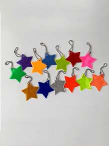1/5/10/15/20/30pcs PVC Reflective Star Shaped Keychains, Reflective Pentagram Pendant, Glow-In-The-Dark Keychain Tag, Backpack Reflective Strips, Men's Double-Sided Reflective Pendant Keyring Bag Accessories, New Year Valentine's Day Holiday Gift (Random Color) - Multicolor - View 7
