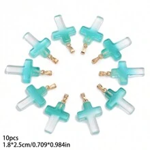 10 件 18*25 毫米捷克灯工玻璃十字珠吊坠手工制作珠宝制作项链耳环配件 - 十字吊墜 - 查看 8