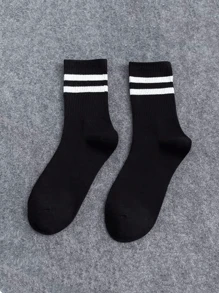 1/3/5/8/10 双男女通用长筒袜，黑白，吸湿排汗，透气，简约优雅，适合所有季节