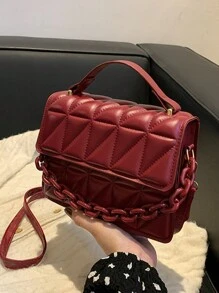 Bolso de hombro diagonal de moda 2024, bolso popular con diseño de rejilla de diamantes simple y correa desmontable