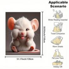 Reversible Cartoon Mouse Tow Blanket - Soft Flannel Non-Woven Polyester All-Season Cozy Comfort For Couch Bed Office And Travel Perfect Gift For Family And Friends Cozy Travel Blanket | Cartoon Animal Theme | Cozy Fabric Tow