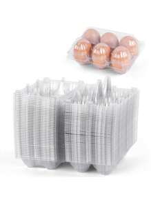 10pcs Clear Plastic Egg Cartons - Sturdy, 12-Cavity, For Home, Farm, Kitchen, Market Display, And Retailers - Multicolor - View 7