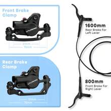 1 Set Hydraulic Disc Brake Set MTB Hybrid Electric Bikes Front 800mm Hose And Rear 1600mm Hose With Pair 2 PCS160MM Rotors - Black - View 4