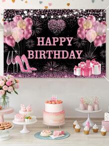 1Pc Rose Gold Birthday Polyester Backdrop,Happy Birthday Background Cloth,150*100cm Polyester Backdrop Cloth, Birthday Decor,Birthday Party Background Decoration,1St Birthday Party Supplies,Birthday Home Decor,Wall Decor, Photography Background Prop Decoration