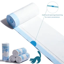 1 rollo de 10 forros para caja de arena de gato con cordón, sin necesidad de limpiar la caja de arena, bolsas de plástico reforzadas con 5 alambres, herramientas de limpieza de caja de arena para mascotas, forros para caja de arena de gato, suministros de limpieza para mascotas