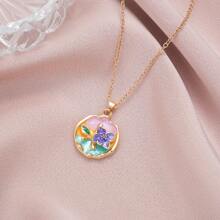 1 件玫瑰油画彩色珍珠彩色项链锁骨链，适合鲜花、母亲节、生日、女朋友、复古情人节的礼物