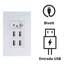 Double USB Input Wall Socket Bivolt White 10 Variations Power Switch
