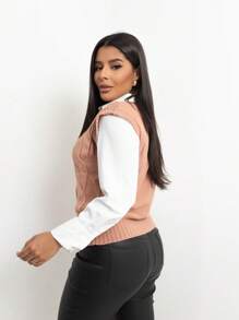 Knitted Vest Braids Women's Fashion Winter | Max Vest Tank Top Knitted Sweater Women's Winter - Áo vest màu be mới - Xem 4