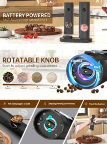 CLITON Salt And Pepper Grinder ,Electric Salt And Pepper Grinder Mill With LED Light Electric Salt And Pepper Grinder Battery Powered With Light, Automatic One Hand Operation Pepper Mill,LED-Illuminated Electric Automatic Pepper Grinder With Adjustable Coarseness - Perfect For Salt And Pepper Shakers And Spice Grinding - Kitchen Accessory