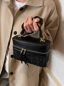 1pc Women's Fashion Square Handbag, Elegant Crossbody Phone Bag, Black - Black - View 3